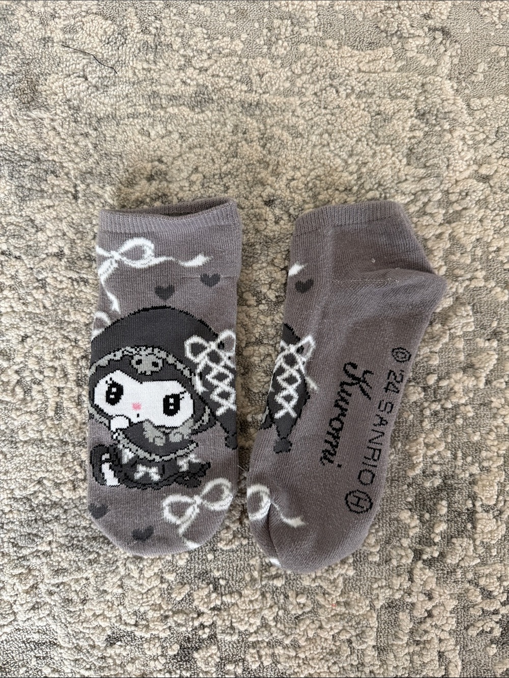 Sanrio Kuromi Gray and White Cute Ankle Socks